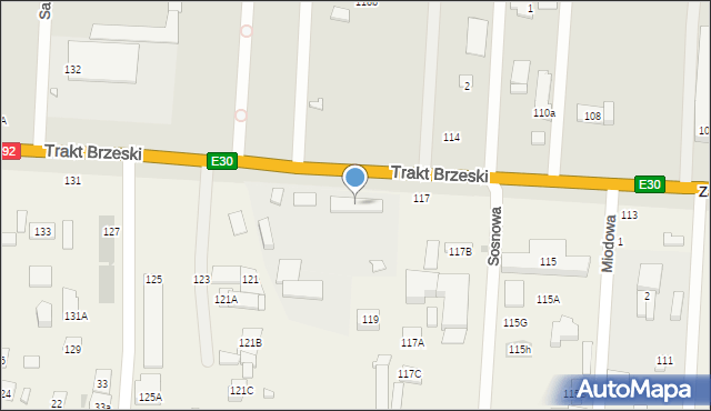 Zakręt, Trakt Brzeski, 119, mapa Zakręt