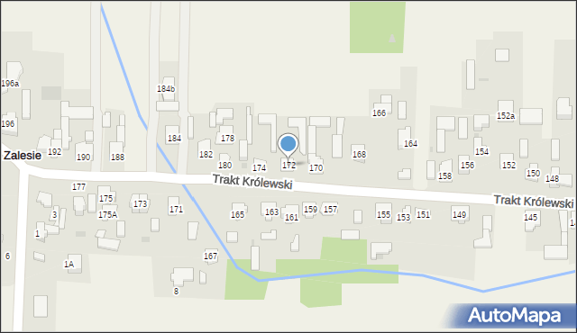 Zalesie, Trakt Królewski, 172, mapa Zalesie