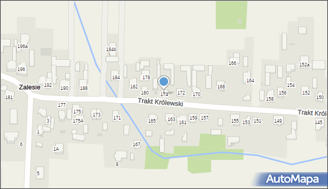 Zalesie, Trakt Królewski, 174, mapa Zalesie