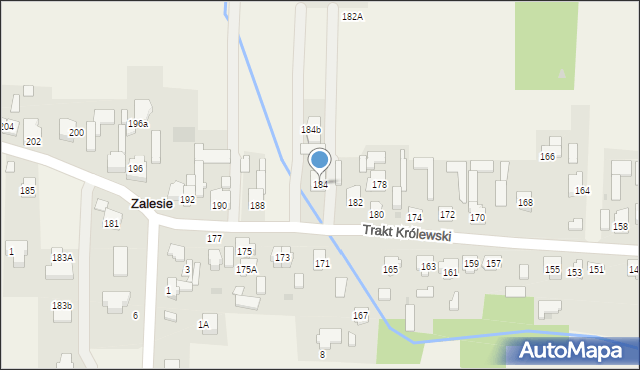 Zalesie, Trakt Królewski, 184, mapa Zalesie