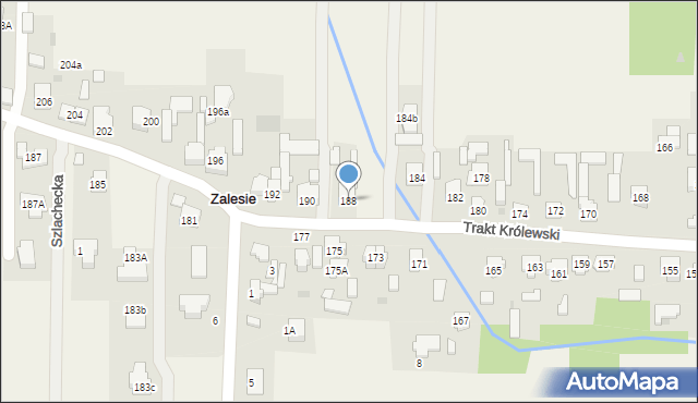 Zalesie, Trakt Królewski, 188, mapa Zalesie