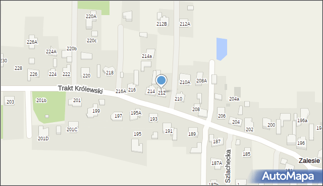 Zalesie, Trakt Królewski, 212, mapa Zalesie