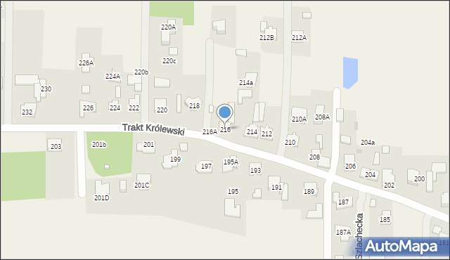 Zalesie, Trakt Królewski, 216, mapa Zalesie