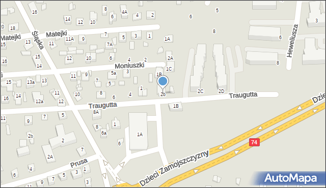 Zamość, Traugutta Romualda, gen., 2b, mapa Zamościa