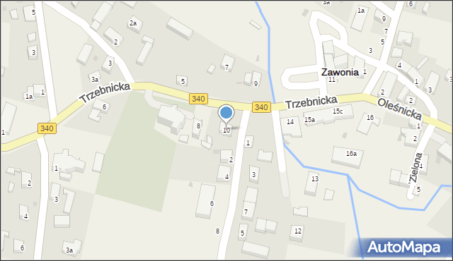 Zawonia, Trzebnicka, 10, mapa Zawonia