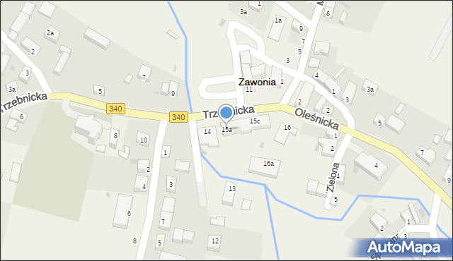 Zawonia, Trzebnicka, 15a, mapa Zawonia