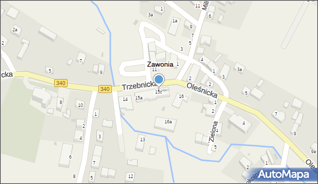 Zawonia, Trzebnicka, 15c, mapa Zawonia