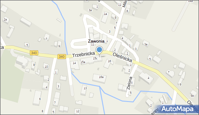 Zawonia, Trzebnicka, 15d, mapa Zawonia