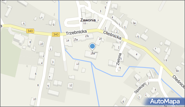 Zawonia, Trzebnicka, 16a, mapa Zawonia