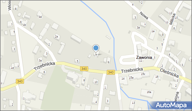 Zawonia, Trzebnicka, 7, mapa Zawonia