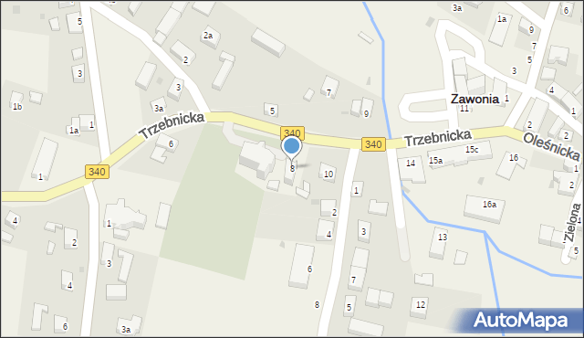 Zawonia, Trzebnicka, 8, mapa Zawonia