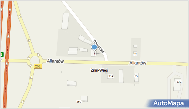 Żnin-Wieś, Traugutta Romualda, gen., 1, mapa Żnin-Wieś