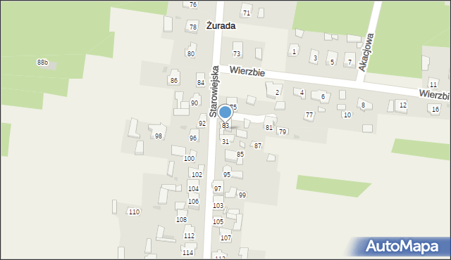 Żurada, Trzecia Kolonia, 30, mapa Żurada