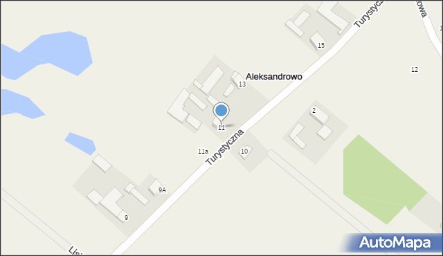 Aleksandrowo, Turystyczna, 11, mapa Aleksandrowo