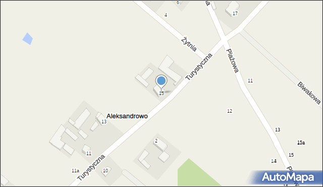 Aleksandrowo, Turystyczna, 15, mapa Aleksandrowo