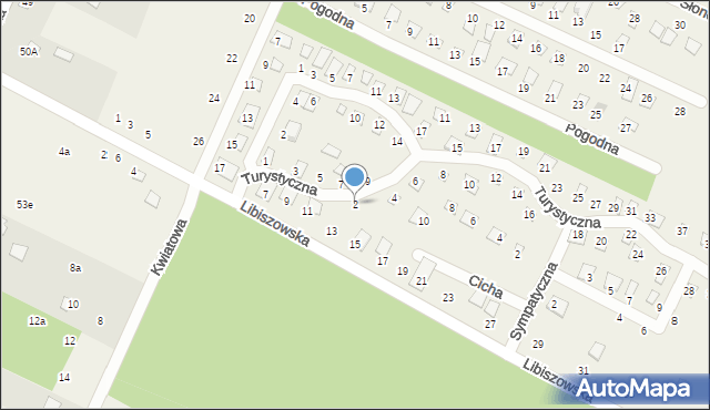 Białka, Turystyczna, 2, mapa Białka