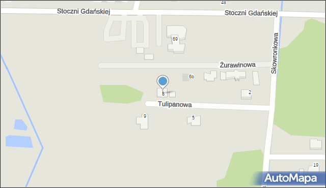 Białystok, Tulipanowa, 8, mapa Białegostoku