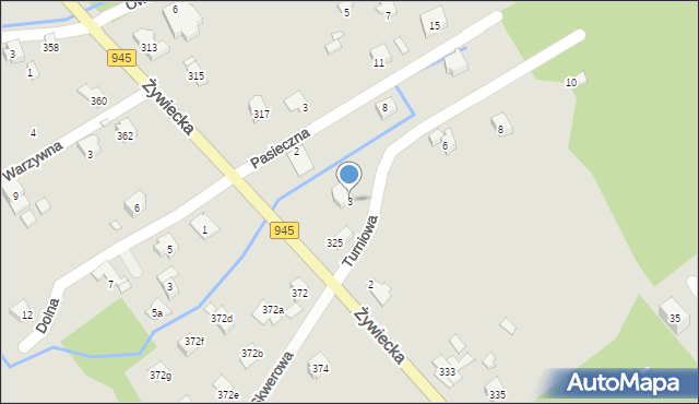 Bielsko-Biała, Turniowa, 3, mapa Bielsko-Białej