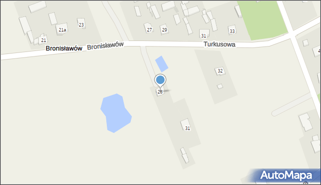 Bronisławów, Turkusowa, 28, mapa Bronisławów