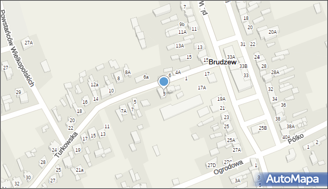 Brudzew, Turkowska, 3, mapa Brudzew