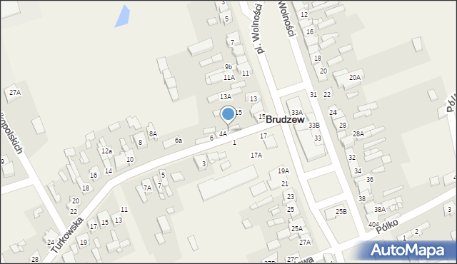 Brudzew, Turkowska, 4, mapa Brudzew