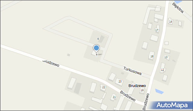 Brudzewo, Turkusowa, 7, mapa Brudzewo