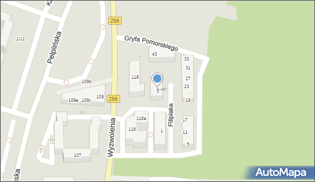 Bydgoszcz, Tuchołkowej Stefanii, 3, mapa Bydgoszczy