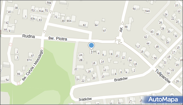 Bytom, Tulipanów, 2, mapa Bytomia