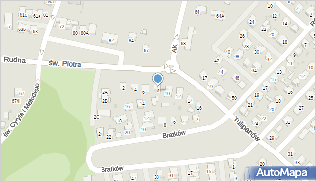 Bytom, Tulipanów, 8, mapa Bytomia