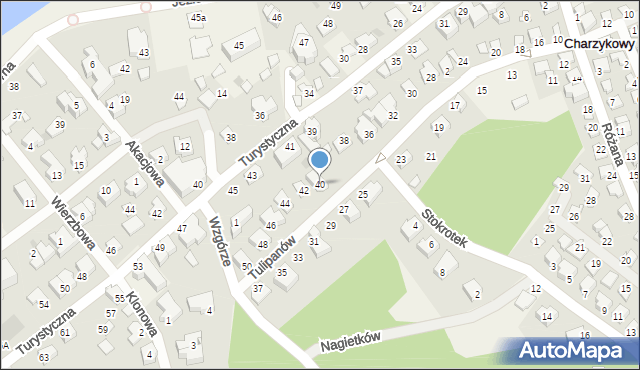Charzykowy, Tulipanów, 40, mapa Charzykowy