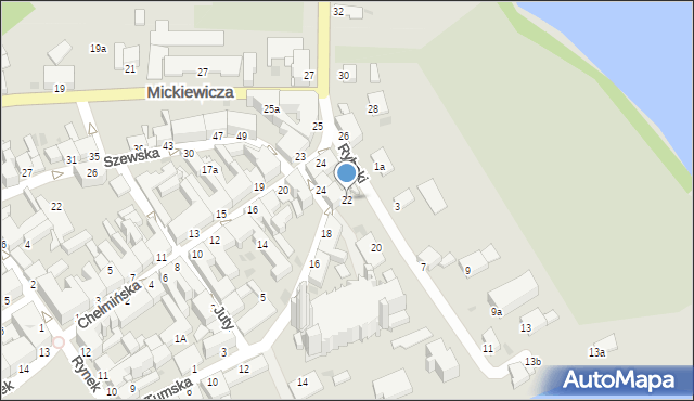 Chełmża, Tumska, 22, mapa Chełmża