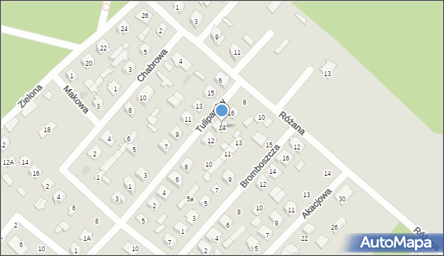 Czarna Białostocka, Tulipanów, 14, mapa Czarna Białostocka