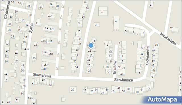 Czeladź, Tulipanów, 15, mapa Czeladź