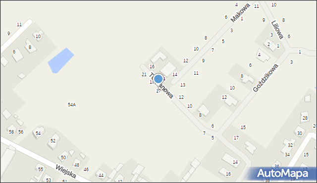 Dąbrowa, Tulipanowa, 17, mapa Dąbrowa