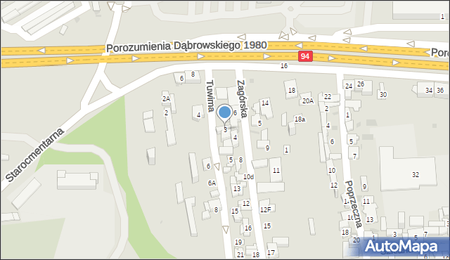 Dąbrowa Górnicza, Tuwima Juliana, 3, mapa Dąbrowa Górnicza