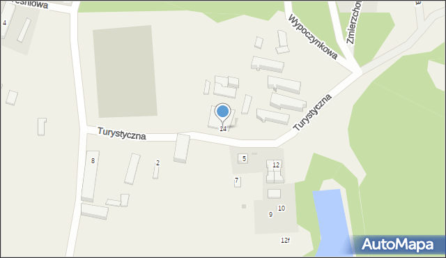 Długie, Turystyczna, 14, mapa Długie