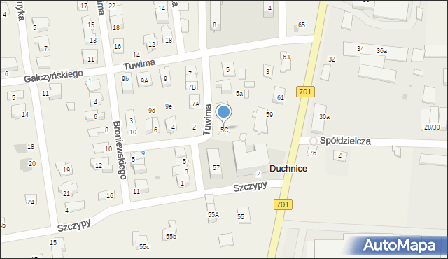 Duchnice, Tuwima Juliana, 5C, mapa Duchnice