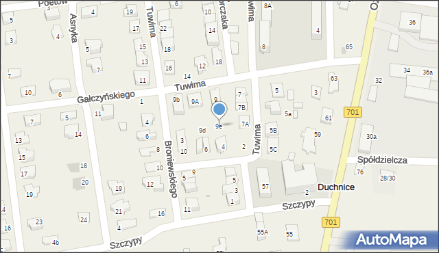 Duchnice, Tuwima Juliana, 9e, mapa Duchnice