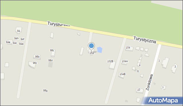 Gdańsk, Turystyczna, 102, mapa Gdańska