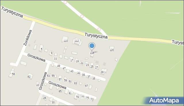 Gdańsk, Turystyczna, 116, mapa Gdańska