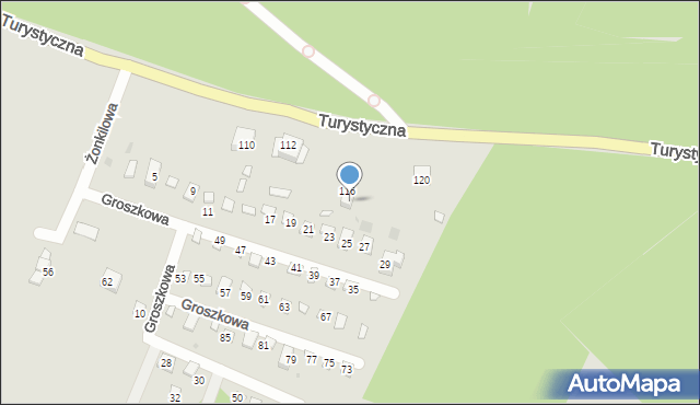 Gdańsk, Turystyczna, 118, mapa Gdańska