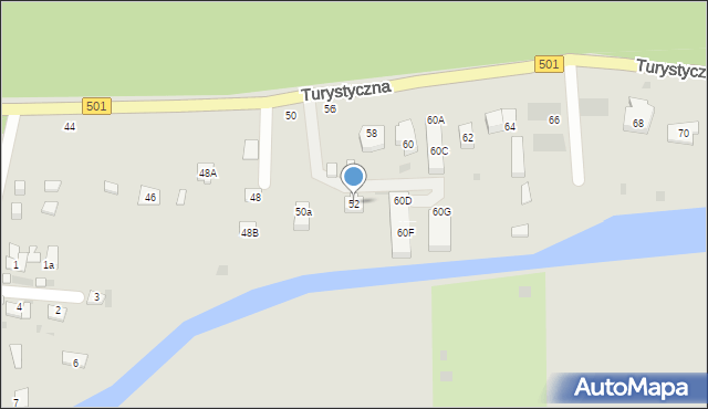 Gdańsk, Turystyczna, 52, mapa Gdańska