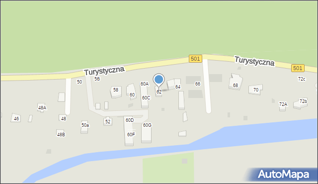 Gdańsk, Turystyczna, 62, mapa Gdańska