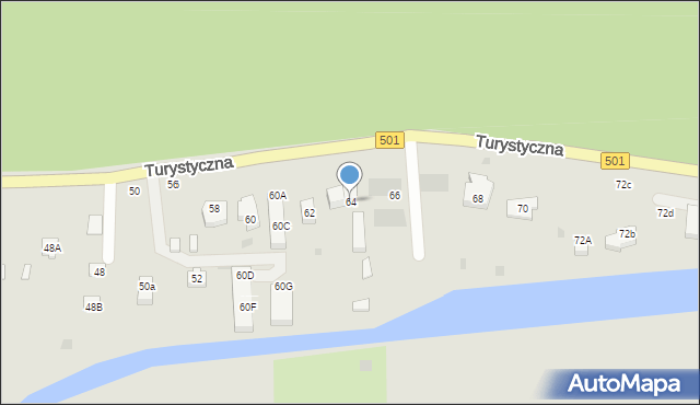 Gdańsk, Turystyczna, 64, mapa Gdańska