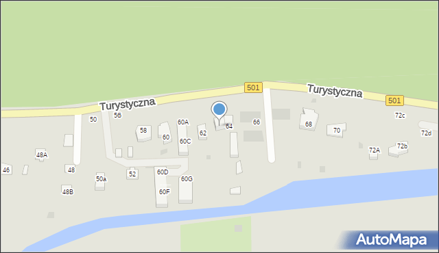 Gdańsk, Turystyczna, 64a, mapa Gdańska