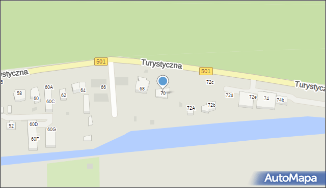 Gdańsk, Turystyczna, 70, mapa Gdańska