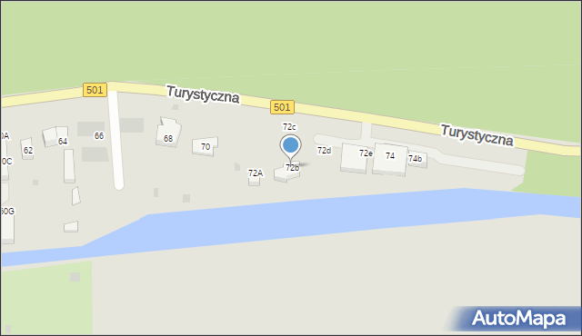 Gdańsk, Turystyczna, 72b, mapa Gdańska