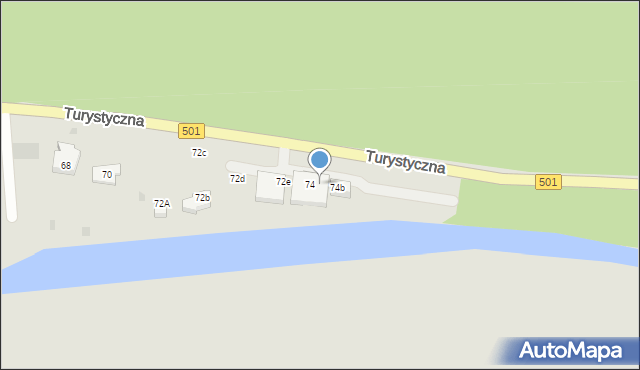 Gdańsk, Turystyczna, 74a, mapa Gdańska