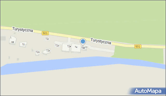 Gdańsk, Turystyczna, 74b, mapa Gdańska