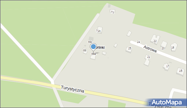 Gdańsk, Turystyczna, 69a, mapa Gdańska